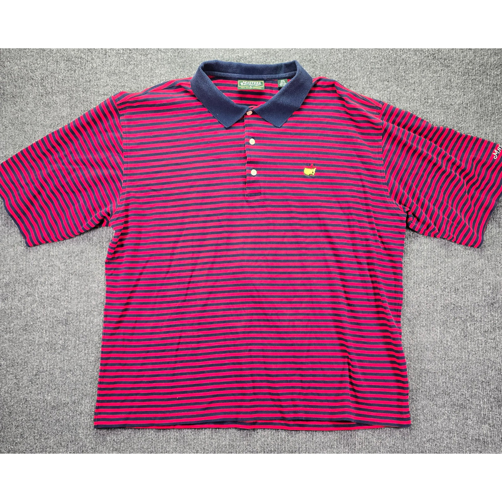 Masters Collection Polo Shirt Mens XL Red Navy Striped Augusta National Golf